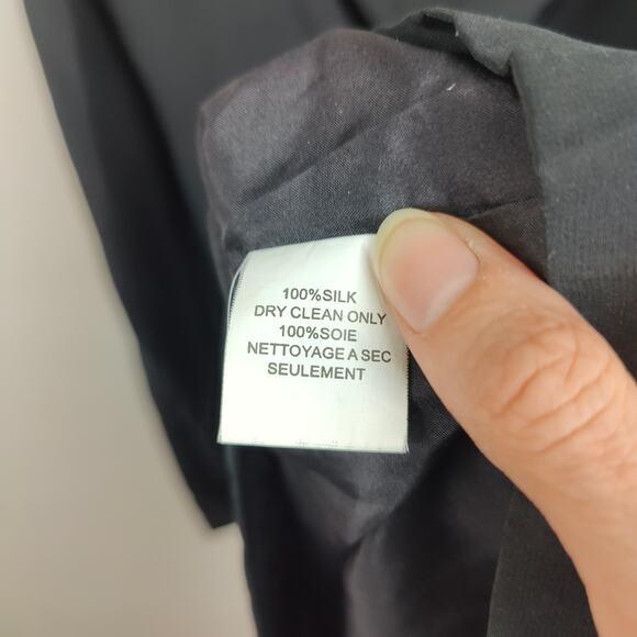 Trina Turk One Shoulder Dress Womens 2 100% Silk Black Beaded Mini Cocktail - Picture 6 of 8